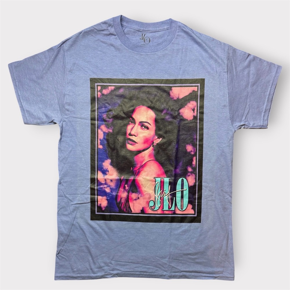 JLO Jennifer Lopez Graphic T-Shirt Blue Warner Music Group 2024 Mens Medium